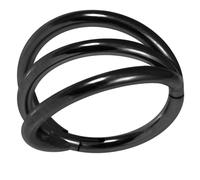 AZARIO LONDON Triple Stack 16 Gauge - 8mm Diameter Black Anodized Surgical Steel Hinged Segment Ring Helix Cartilage Earring Tragus Hoop Ring Piercing Jewellery