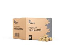 azark Natural Wood Premium Fire Lighters, Charcoal Starter, Wood Wool Fire Starter for Barbecue, Pizza Oven, Safe and Odourless - 100 Pack