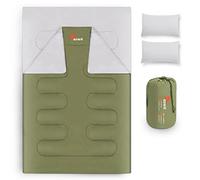 azark Premium Double Sleeping Bag, 350GSM, Lightweight and Waterproof, 4 Seasons of Camping, Hiking and Outdoors, Sleeping bag for Adults & Kids (Green)