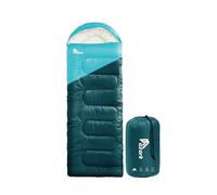 azark Premium Lightweight Sleeping Bag for Adults & Kids, 400 GSM, 4 Season Waterproof Sleeping Bag, Comfortable & Portable, Machine Washable, Camping & Hiking Essential (Light blue/Dark Blue)