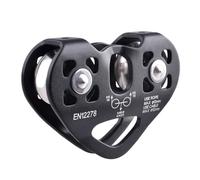 Azarxis 30 kN Zipline Pulley 6700LBS Zip Line Tandem Dual Trolley Kit for Cable & Rope Heavy Duty for Rescue Climbing Hauling Backyard Zipline Mountaineering Rigging (30 kN - Dual Bearing - Black)