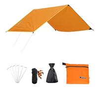 Azarxis Camping Tent Tarp Waterproof Tarpaulin Groundsheet Sunshade Awning Hammock Canopy Footprint Ground Sheet Rain Fly Shelter Blanket Mat (Orange, S - 150 cm x 220 cm)