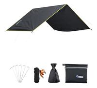 Azarxis Camping Tent Tarp Waterproof Tarpaulin Groundsheet Sunshade Awning Hammock Canopy Footprint Ground Sheet Rain Fly Shelter Blanket Mat (Black, M - 180 cm x 220 cm)
