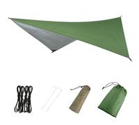 Azarxis Hammock Camping Tarp Rain Fly, Waterproof Tent Shelter Awning Sunshade Cloth Picnic Mat for Outdoor Hiking Beach Backpacking - Included Guy Lines & Stakes (#01 Green, 7.55 x 6.89 ft)