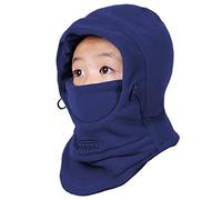Azarxis Kids Balaclava Fleece Hat Thermal Full Face Cover Cap Winter Warm Neck Warmer Hood Windproof Adjustable for Boys Girls Skiing Snowboarding Skating Cycling Hiking Outdoor (Navy Blue)