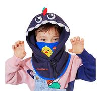 Azarxis Kids Balaclava Hat Winter Warm Fleece Full Face Cover Cap Thermal Windproof Neck Warmer Hood for Child Girls Boys Skiing Skating Snowboarding Hiking Cycling (Navy Blue - Dinosaur)