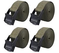 Azarxis Lashing Straps Ratchet Tie Down Secure Cinch Strap Adjustable Cam Buckles Belts Heavy Duty up to 441 lbs Capacity for Motorcycle Cargo Kayak Boat Canoe Truck Trailer (Green - 4 Pack,16.4 ft)