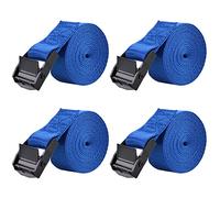 Azarxis Lashing Straps Ratchet Tie Down Secure Cinch Strap Adjustable Cam Buckles Belts Heavy Duty up to 441 lbs Capacity for Motorcycle Cargo Kayak Boat Canoe Truck Trailer (Blue - 4 Pack,6.6 ft)