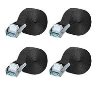 Azarxis Lashing Straps Ratchet Tie Down Secure Cinch Strap Adjustable Cam Buckles Belts Heavy Duty up to 441 lbs Capacity for Motorcycle Cargo Kayak Boat (Black with Silver Buckle - 4 Pack,16.4 ft)