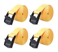 Azarxis Lashing Straps Ratchet Tie Down Secure Cinch Strap Adjustable Cam Buckles Belts Heavy Duty up to 441 lbs Capacity for Motorcycle Cargo Kayak Boat Canoe Truck Trailer (Yellow - 4 Pack,6.6 ft)