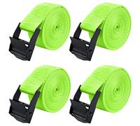 Azarxis Lashing Straps Ratchet Tie Down Secure Cinch Strap Adjustable Cam Buckles Belts Heavy Duty up to 441 lbs Capacity for Motorcycle Cargo Kayak Boat Canoe Truck (Light Green - 4 Pack,9.8 ft)