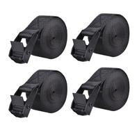 Azarxis Lashing Tie Down Straps Ratchet Secure Cinch Strap Adjustable Cam Buckles Heavy Duty Belts up to 441 lbs Capacity for Motorcycle Cargo Kayak Boat Canoe Truck Traile (Black - 4 Pack, 2 m)