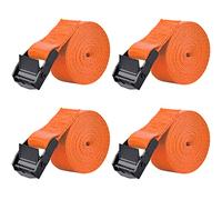 Azarxis Lashing Tie Down Straps Ratchet Secure Cinch Strap Adjustable Cam Buckles Heavy Duty Belts up to 441 lbs Capacity for Motorcycle Cargo Kayak Boat Canoe Truck Traile (Orange - 4 Pack, 3 m)