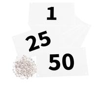 Azarxis Running Bib Competitor Numbers with Safety Pins, Running Numbers 1-100 or 1-200, Tyvek Tearproof & Waterproof 4 x 7 Inches for Marathon Races and Events (Numbers 001-50)