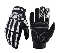 Azarxis Skeleton Gloves Reflective for Men Women, Skull Gloves Glow in The Dark Anti Slip for Cycling Motocycling Halloween Cosplay Party Thanksgiving Christmas (White - Reflective, M)