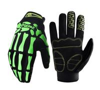 Azarxis Skeleton Gloves Reflective for Men Women, Skull Gloves Glow in The Dark Anti Slip for Cycling Motocycling Halloween Cosplay Party Thanksgiving Christmas (Green - Glow in the Dark, L)