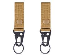 Azarxis Tactical Hanging Belt Webbing Buckle Molle Strap Nylon Snap Hook Clip, Keychain Keyholder Ring Tactical Backpack Molle Clip for Backpack Bag Belt Camping Hiking Outdoor (Black - Pack of 2)