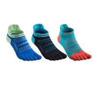 Azarxis Toe Socks Running Socks for Women Men Athletic Five Finger Socks Low Cut Ankle Crew Quarter Sock 3 Pairs (E4801# Black + Lake Blue + Dark Blue, Ankle, M)