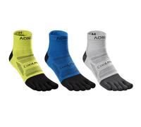 Azarxis Toe Socks Running Socks for Women Men Athletic Five Finger Socks Low Cut Ankle Crew Quarter Sock 3 Pairs (E4840# Yellow Green + Royal Blue + Gray, Quarter, S)