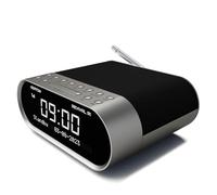 AZATOM DAB/DAB+ & FM Bedside Digital Radio | Dual Alarms & Sleep Timer | USB Device Charging | Mains Powered | Bluetooth | Perfect for the Bedroom Revival R1 (Silver)