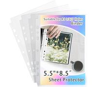 AZATUS 40 Pack Sheet Protectors 5.5x8.5 Inch, 80 Pockets Photocard Sleeves for A5 Binder 6 Ring - Ultra Clear Polypropylene for Travel Organizer & Scrapbooking