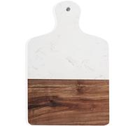 Azauvc Cutting Board with Marble and Natural Wood,Serving Board for Steak Fruits with Handle,Chopping Board for Bread as Serving Trays (White)