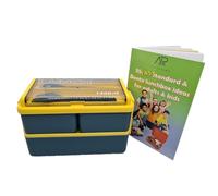 Azaya Ruby Lunch Box 1400ml Bento Box with Spoon, Fork, 2 Layer 4 Compartments Leak Proof Meal Prep Container Box for Adults Kids. Blue Yellow Colour. Added Quick Meal Preparation Guide.