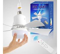 Azazaza Ceiling Fans with Lights, E27 30W Ceiling Fan with Remote Timing, 3 Speeds Dimmable 3 Colors (3000-6500K) LED Ceiling Light, Modern Fan Lamp for Bedroom (White, Without Extender)