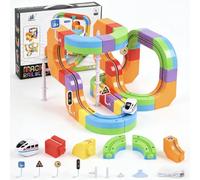 Azazaza Clickrail Electric Train Set, 3D STEM Magic Rail Cube Train Set, Track Fusion Toy with Flexible Building Race Track & Gravity-Defying Train, DIY Cube Track Educational Toy for Boys & Girls 3+