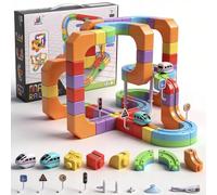 Azazaza Clickrail Electric Train Set, 3D STEM Magic Rail Cube Train Set, Track Fusion Toy with Flexible Building Race Track & Gravity-Defying Train, DIY Cube Track Educational Toy for Boys & Girls 3+