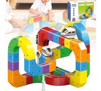 Azazaza Clickrail KlickRail Electric Train Set, Flexible Race Track for Kids, Magic Magnetic Rail Building Cube Train Set STEM Learning Gift for 3 4 5 6 7 8 Boys Girls (81PCS)