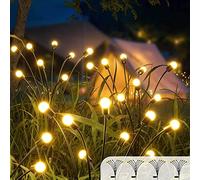 Azazaza Firefly Solar Garden Lights,4 Pack 8 LED Starburst Solar Swaying Firefly Light,Long Bright Solar Powered Firefly Lights Outdoor Waterproof,Decor Warm Lights for Yard Garden Pathway