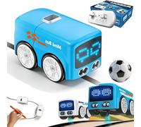 Azazaza Magic Mini Rc Bus, Remote Control Car with LED Expression Lights & Automatic Follow Mode, Automatic Avoidance Patrol Line Driving, Toy Bus for Toddlers Boys Girls 6 7 8 9 (Blue)
