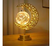 Azazaza Moon Lamp, Battery Powered Bedside Lamps Table Lamp, LED Hanging Memorial Lunar Lamp Night Light with Stand, Magic Crescent Half Moon Lamp Ramadan Decor for Bedroom