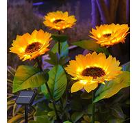 Azazaza Solar Sunflower Lights,2 Pack 10LED Starburst Sunflower Ground Landscape Light,Waterproof Decorative Solar Flowers Ornaments for Yard Garden Pathway