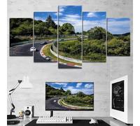 AZBESCZ Abstract Canvas Wall Art Decor 5 Piece Canvas Prints Wall Art 5 Panels Nurburgring Rally Road Landscape Canvas Posters Frame Wall Decor Pictures for living room wall decoration