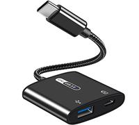 Azddur USB C OTG Adapter with Power, 2 in 1 USB C to USB with 60W PD Charging, Compatible with iPad Pro, Dell XPS, Galaxy S21/S20+/Note10, Google Pixel 5/4XL, Chromecast with Google TV