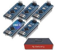 AZDelivery 5 x AZ-Nano V3 Board with USB-C Connection with Atmega328 CH340 Ready Soldered Improved Version with USB Cable Includes E-Book