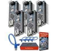 AZDelivery 5 x Mini AZ-Nano V3-Board ATmega328P Micro Controller Board ATmega328 5V 16MHz CH340 with Mini USB Cable, Including E-Book!