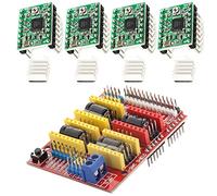 AZDelivery CNC Shield V3.0 Expansion Board Bundle, 4PCS A4988 Stepper Motor Drivers with 4PCS Heatsink Kits compatible with Arduino, 3D Printer Including E-Book!