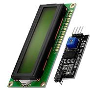 AZDelivery Compatible with HD44780 1602 16x2 Serial LCD Black Character Green Backlight Display Board IIC PCF8574T I2C Adapter Converter Bundle Compatible with Arduino Including E-Book!