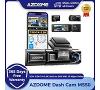 AZDOME Dash Cam M550 4K+2.5K Built-in GPS WiFi Car Dash Camera Front Inside Rear 3 Way IR Night Vision Car DVR Support Rear Cam