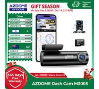 AZDOME M300S Dash Cam 4K ADAS Built-in WIFI GPS Car Camera WDR Night Vision Voice Control Car DVR Recorder Front and Rear Cam