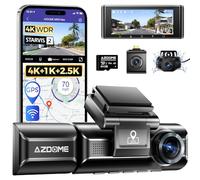 AZDOME M550 Max 3 Channel 4K Dash Cam Front and Rear, 4K+1080P+2.5K Dashcams for Cars, Dual STARVIS Dash Cam, WDR & SR Effect, Built-in GPS & WiFi, 24H Parking Monitor, 6 IR LEDs, Free 64GB Card