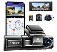 AZDOME M550 Max 4K 3 Channel Dash Cam, STARVIS 2 Sensors 4K+2.5K+1080P Front and Rear Inside Triple Car Camera, Built-in WiFi GPS, 64GB Card Included, IR Night Vision with New AR Function