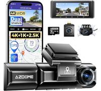 AZDOME M550 MAX Dash Cam 4K 3 Channel GPS WiFi Car Camera Front 4K + Internal 1080P + Rear 2.5K, 3.19" IPS Screen, Night Vision, SD 64GB