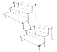 AZEAM Acrylic Riser,2 Pcs Clear Display Risers Stand Cologne Organizer Acrylic Shelves 3 Tier Shelf for Amiibo Funko POP Figures Cupcake Food Desserts Holder Perfume Collection Cosmetic Product