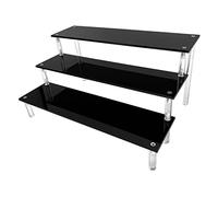 AZEAM Acrylic Riser,Black Acrylic Shelf Riser 3 Tier Perfume Display Stand Large Collection Organizer Shelf Stand for Cologne Cupcake Funko POP Desserts Holder Cosmetic Products Tabletop