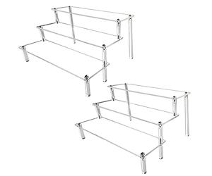 AZEAM Acrylic Riser Clear Display Stand Cologne Organizer Acrylic Shelves 3 Tier Shelf for Amiibo Funko Figures Toys Cupcake Food Desserts Perfume Collection (2 PACKS)