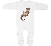 Azeeda 0-3 Month 'Cute Otter' Baby Romper Jumpsuit/Sleep Suit (SS00028099) White